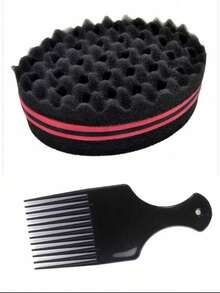 Magic Twist Hair Sponge, Professional Barber Sponge Brush, Styling Tool For African Curly Hair, Spiral Curls, Dreadlocks - C-Blue - View 1