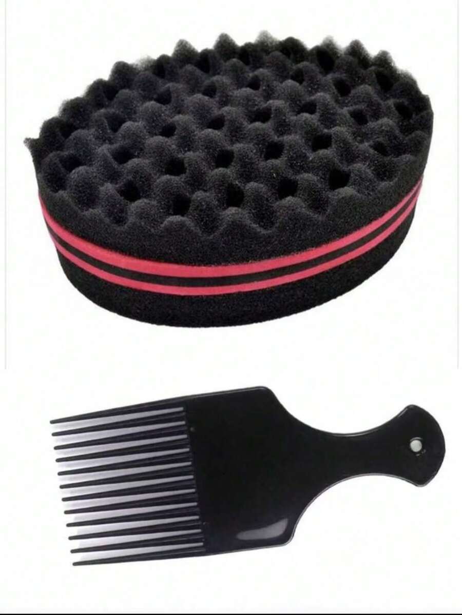 Magic Twist Hair Sponge, Professional Barber Sponge Brush, Styling Tool For African Curly Hair, Spiral Curls, Dreadlocks - C-Blue - View 1