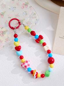 New Cartoon Hand-Painted Beaded Phone Chain, Dopamine Girly DIY Bag & Key Charms - Multicolor - View 4