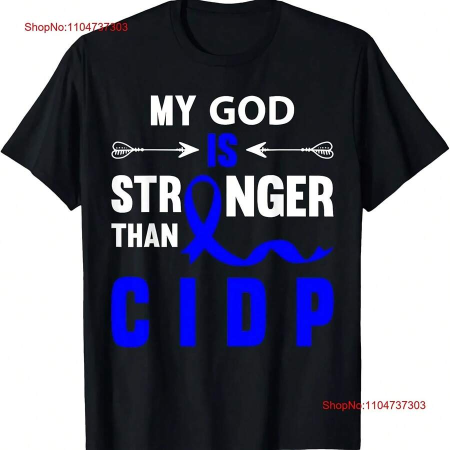 CIDP Awareness Blue Ribbon Support Quote Faith God T Shirt Vintage Washed Versatile Graphic Designer Clothes Breathable Unisex - 款式 - 查看 1