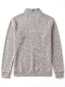 Men's Half-Zip Mock Neck Long Sleeve Knit Sweater, Casual Commute Half-Open Front Pullover - Khaki - View 2