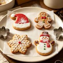 Weihnachtskeksausstecher Set, Edelstahl Metall Ausstecher, Lebkuchenmann, Schneemann, Schneeflocke, Weihnachtsmütze Formen, geeignet für Feiertagsgebrauch, Edelstahl Keksausstecher Set, geeignet für Winterfeiertagsbacken - Übersicht 3