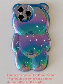 Funda de teléfono con diseño de oso 3D holográfico lindo, compatible con iPhone 14 Pro Max, iPhone 13, 12Pro, 11, resistente al agua, a los golpes y a los arañazos - Azul - Ver 5