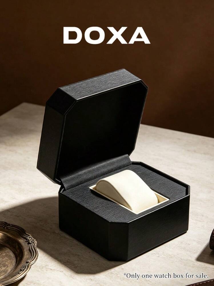 Caja de regalo para reloj DOXA de papel octagonal negro, caja de almacenamiento y exhibición de embalaje para un solo reloj con tapa abatible - Negro - Añade 4