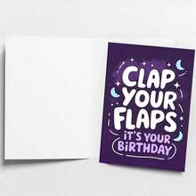 1件生日卡片，附信封邀請函「Flap Your Wings」幽默生日卡，適合生日慶祝派對禮物，加厚加大信封與卡片 - A - 查看 4