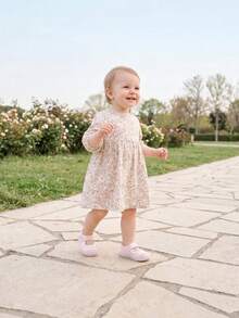 1 Pair Toddler Girls Lace Butterfly Embroidered Mary Jane Shoes, Mesh Hook & Loop Flat Shoes, All-Season Daily Wear (Size Based On Insole Cm) - Baby Pink - View 5