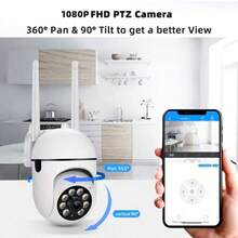 Home Wireless WiFi Security Camera 360° Panoramic View Remote Phone Control High Definition Night Vision Smart Monitoring Camera 2.4G Two-Way Audio Intercom Indoor Home Security Camera Motion Detection Alarm High Definition Night Vision Camera - White - View 3