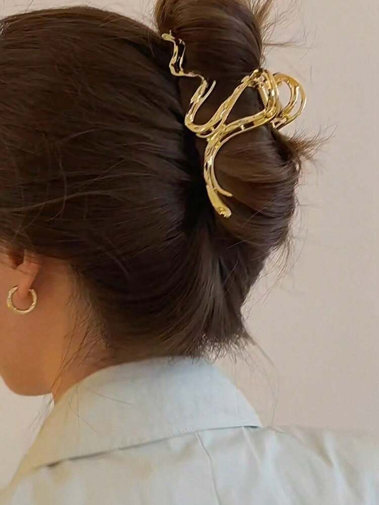 1件大號金屬鯊魚髮夾 女款 後腦勺髮髻造型用 - 彩色 - 查看 3