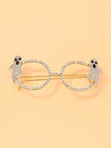 1pc Fully Rhinestone Bat Wing Halloween Cute Spooky Ghost Decorative Eyeglass Frame, Lensless Gothic Punk Halloween Horror Women's Party Photo Prop Fashion Accessory - YJK1132 - View 10