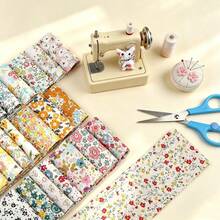 100PCS Floral Pattern Jelly Roll Fabric Strips, Soft Cotton Pre-Cut Patchwork Fabric Pack, Vintage Small Floral Prints, Perfect For DIY Sewing, Machine Quilting, Doll Clothes, Hair Accessories Craft Materials (Random Styles) - 100PCS Random Color - View 1