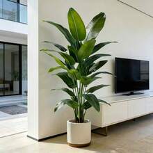 Large Realistic Banana Tree, Low Maintenance Plastic Decor, Perfect For Hawaiian, Nordic Or Tropical Themed Designs. Suitable For Indoor Or Outdoor Use, Ideal For Office, Wedding And Party Decoration (Pot Not Included). - Multicolor - View 1