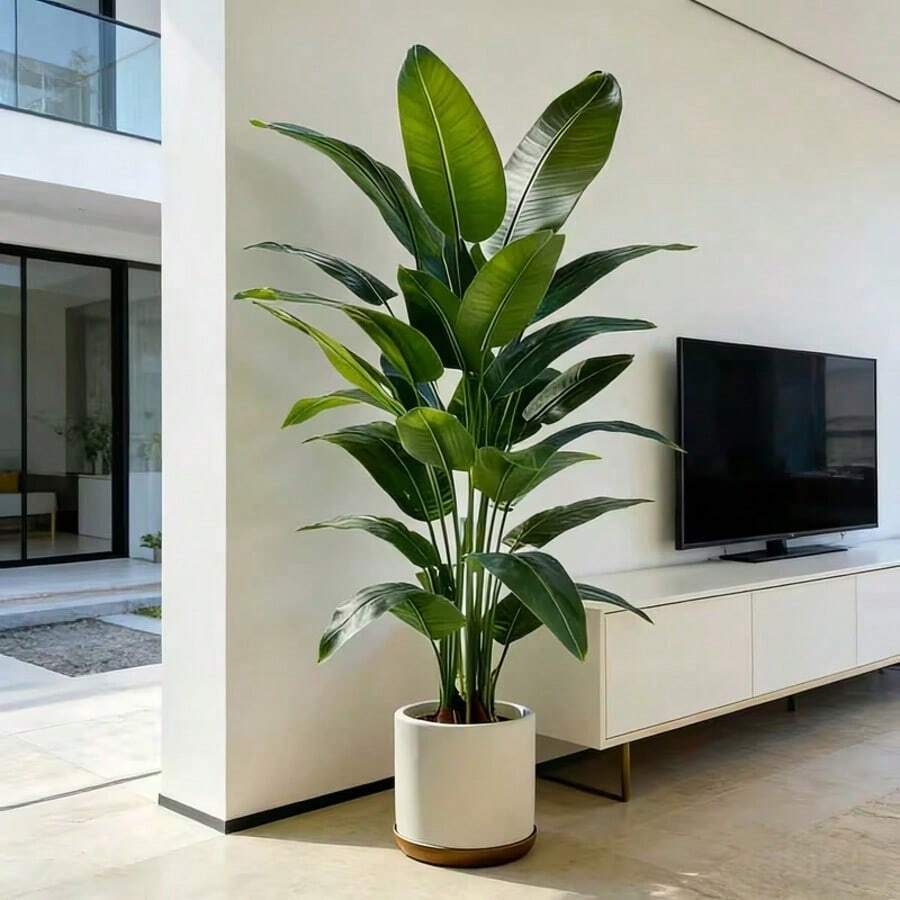 Large Realistic Banana Tree, Low Maintenance Plastic Decor, Perfect For Hawaiian, Nordic Or Tropical Themed Designs. Suitable For Indoor Or Outdoor Use, Ideal For Office, Wedding And Party Decoration (Pot Not Included). - Multicolor - View 1
