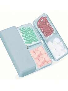 1Pc 7-Day Pill Organizer Box, Divided Design, Suitable For Travel, Store Medicines, Vitamins And Fish Oil Supplements, Foldable Double-Layer Storage Box, Magnetic 7-Compartment Pill Case - one-size - View 9