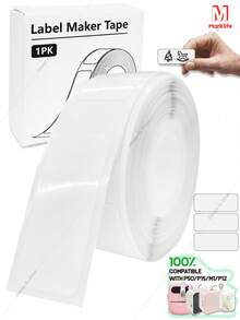 Marklife White Waterproof Label, Thermal Label Maker Paper For P15/M1/P12/P50, Self-Adhesive Label Tape, For Name DIY Label Printing Sticker, Home, Commercial Labels 0.59in X1.18 In, 15mm X 30mm, 180 Labels/1 Roll, White - View 1