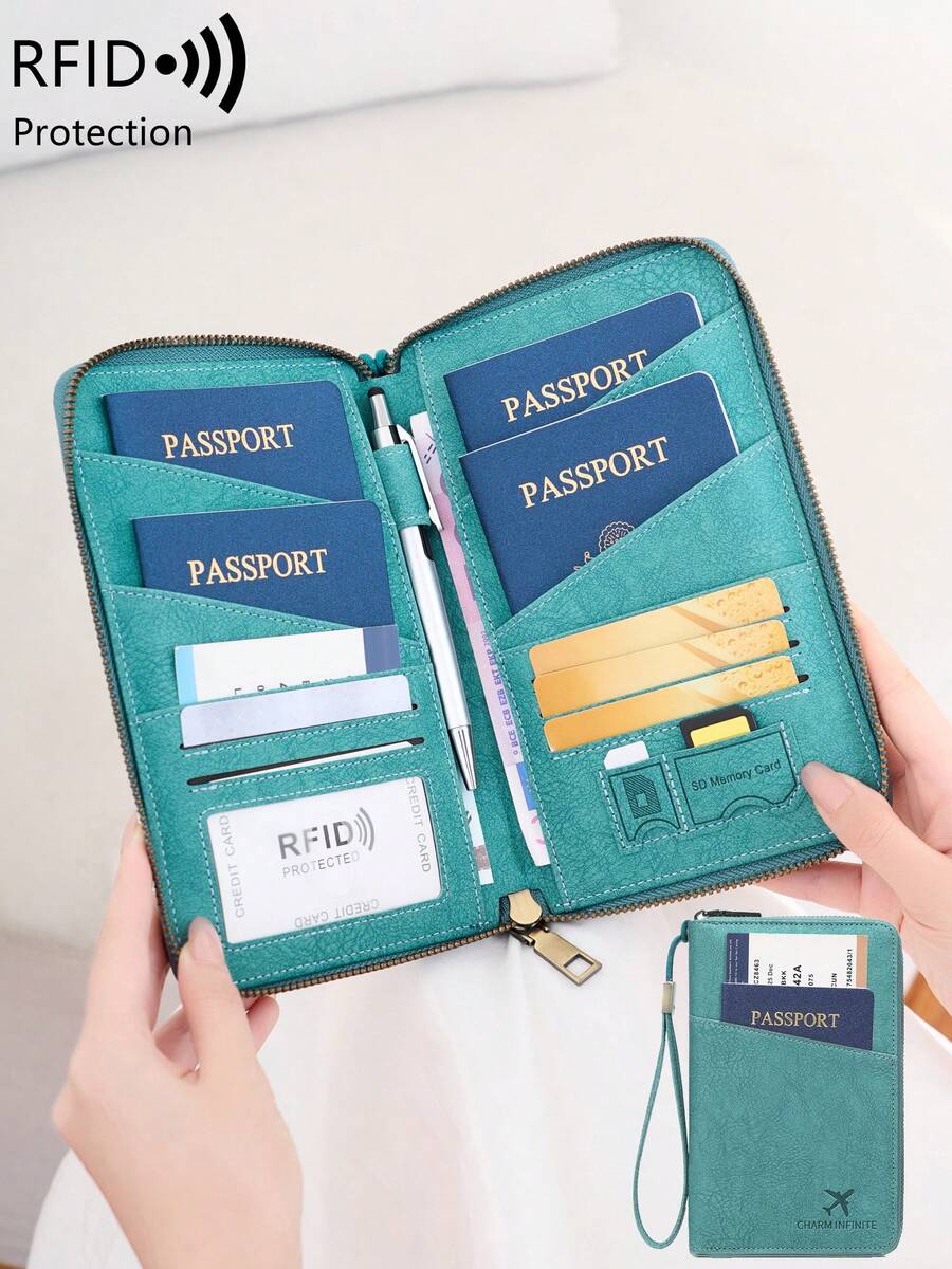 MIYIN [RFID Passport Wallet] RFID Blocking Multi-Functional Passport Holder - Large Capacity Vertical Card Holder, Coin Purse And ID Card Management, Durable Black Travel Wallet For Passport, Cash And Cards, Minimalist Design