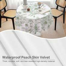 Blue Sage Green Floral Round Tablecloth - 60 Inch Dia Or 70 Inch Dia Chinoiserie Flower Table Cloth Vintage Boho Floral Polyester Fabric Farmhouse Round Table Cover For Kitchen Party Dining Picnic Outdoor Decor - Hoa màu xanh lá cây nhạt - Xem 4