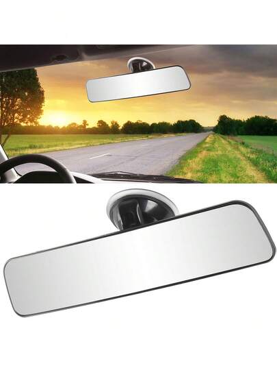 Espejo retrovisor interior universal para coche y camión, espejo ancho con ventosa ajustable
