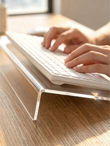 Acrylic Keyboard Stand With 15° Tilted Wrist Rest Design, Transparent Minimalist Keyboard Desktop Extension Stand, Stable Desktop Heightening Stand, Suitable For Typists, Employees, Home Office Typing Work, Adjustable Height Stand, Back To School - Multicolor - View 8
