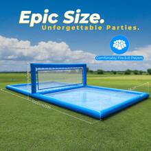 33 Ft(L) Inflatable Water Volleyball Pool, Commercial 0.6mm PVC, With 800W Pump (Inflate/Deflate), Easy Setup Backyard Swimming Pool For Summer, Outdoor Activities Or Parties, 33 X 16.5 X 7 Ft - Blue - View 2