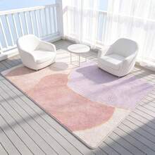 1pc Cream Style Pink & Purple Color Block Carpet, Autumn/Winter Thickened Rug, Thick Carpet, Plush Carpet, Thickened Carpet, Decorative Carpet, Bedroom Decor, Small Rug, Carpet, Home Decor, Bedroom Carpet, Living Room Home Decor - Multicolor - View 6