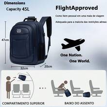 Mochila para Notebook 31L com Porta USB Externa, Alça de Aço, Grande Capacidade e Compartimentos Organizadores para Trabalho, Faculdade e Viagem - Azul - Visão 2