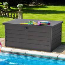 Weather-Resistant 360L Outdoor Storage Box – Galvanized Steel Panel Construction, Lockable Lid, Grey Finish, Multi-Use Garden & Patio Organizer For Tools, Sports Gear, And Yard Supplies – Compact Bench-Style Design With Smooth Edges And Sturdy Handle - Grey - View 4