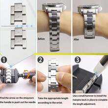 Watch Link Removal Kit 11pcs Watch Band Sizing Tool For Watch Strap Adjustment Watch Repair Tool Kit With Hammer Spring Bar - Silver - View 2