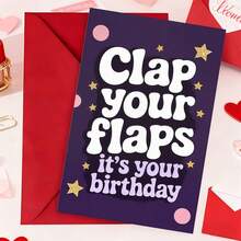 1件生日卡片，附信封邀請函「Flap Your Wings」幽默生日卡，適合生日慶祝派對禮物，加厚加大信封與卡片 - A - 查看 6