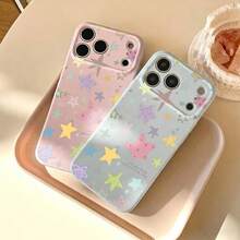 2pcs Graffiti Colorful Star Pattern Phone Case Compatible With Iphone 17 Pro Max, 16, 15, 14, 13 With Side Heart Design Full Coverage - Blue Pink - View 7