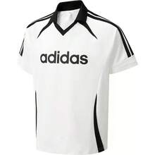 Adidas 男士夏季百搭運動休閒V領短袖翻領 Polo 衫 - 白色/黑色 - 查看 5