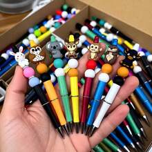 7/25/34PCS 3D Animal Silicone Bead Set White Rabbit Monkey Koala Deer Cow Otter Shaped Beads With 15mm Round Beads Adult DIY Accessories Suitable For DIY Beaded Pens, Earrings, Etc. Suitable As Holiday Birthday Gifts Beads & Bead Assortments - 3D Animal Set 6 - View 5