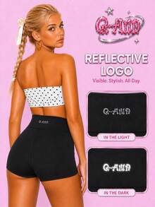 Q-AND QAND 1pc Women's Black High Waist Yoga Shorts, Nylon Elastic Tummy Control Cycling Shorts Sports Summer - Black - View 8