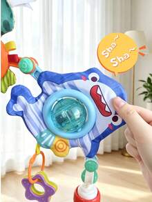 1pc Adjustable Multi-Function Baby Stroller Hanging Arch Toy For Boys And Girls, Includes Colorful Beads Rattle, Crinkle Paper, Squeaker, Flapping Wings Bee And Pull String Rotating Windmill, Sensory Toy For Newborn Baby Gift - Multicolor - View 6