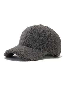 1pc Women's Autumn/Winter Solid Color Plush Baseball Cap, Fashionable Versatile Windproof Warm Baseball Cap Suitable For Daily Wear - Multicolor - View 5
