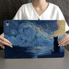 1件星空油畫平板保護殼，附筆槽，相容 iPad 10代智能保護殼/Air 13(M3 2025)/Air 11/11(A16 2025)，相容 OPPO Pad，相容 MatePad，相容 Vivo Pad，相容 Honor Pad，相容 Xiaoxin Pad - 彩色 - 查看 5