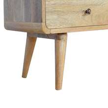 Solid Wood Curved Oak-Ish Media Unit, 2 Drawers And Open Slot, Brown On-Site - 1 - View 6