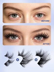 MAANGE 1/2 Pairs Magnetic Eyelashes - Free Applicator, Mixed Styles, DIY, Cat Eye Eyelashes, Natural & Thin, Reusable, Portable, No Glue Needed, Create Natural Lengthening, Curling & Eye-Enlarging Effect, Travel Essential, Women's Gift, Half Eyelashes, False Eyelashes, Eyelashes - Cat Eye Lashes - View 5