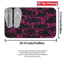 SANRIO Pink Hello Kitty Pattern Black Background Shower Curtain Set 4pcs (Includes 2 Bath Mats + 1 Toilet Lid Cover + 1 Shower Curtain), Easy To Clean And Durable, Suitable For Bathroom And Guest Room - 4-piece Shower Curtain Set - View 9