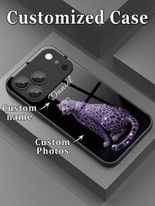1pc Customized Black Rhinestone Leopard Pattern Personalized Fashionable Liquid Tempered Glass Material Shockproof Anti-Scratch Anti-Fingerprint TPU Soft Phone Case Compatible With Iphone 17 Air/16 Pro Max/15 Pro/14 Plus/13 Pro/12 Pro Max/11/Xs Max/8/7/6 Plus And S24 Ultra/S25 Ultra, Phones Accessories,Cute Phone Cases - Black - View 1