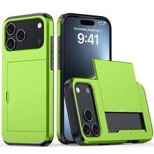 2合1防摔PC卡槽手機殼，相容 Apple 18 Pro Max 18 Pro 17 Pro Max 17 Pro 17e 16E 15 14 13 12 11 7 8 XR X/XS XS Max，相容 Galaxy S26 Ultra S25 Ultra A37 A57 A56 A55 A17 S25 FE S26 FE A14 A15 A16 A26 A36 A35 A25，亦相容 P30 P30 Pro，2合1防震手機保護套，卡槽錢包設計 - 綠色 - 查看 2