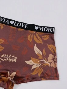 Dircho 1 pezzo Slip donna morbidi ed elasticizzati, boxer con stampa floreale marrone, vita elastica non aderente, biancheria intima quotidiana, boxer con stampa integrale - Multicolore - Visualizzare 8