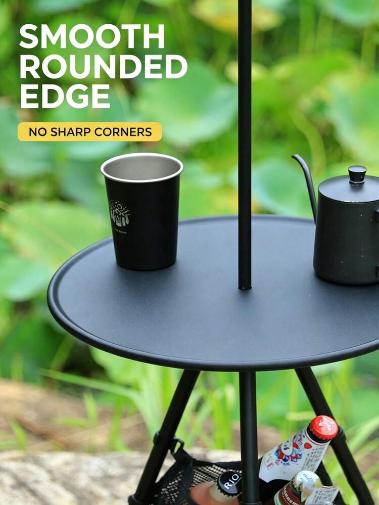 1pc Outdoor Folding Triangular Round Table With Light Pole, Portable Collapsible Ultralight Camping Lantern Table - Multicolor - View 5