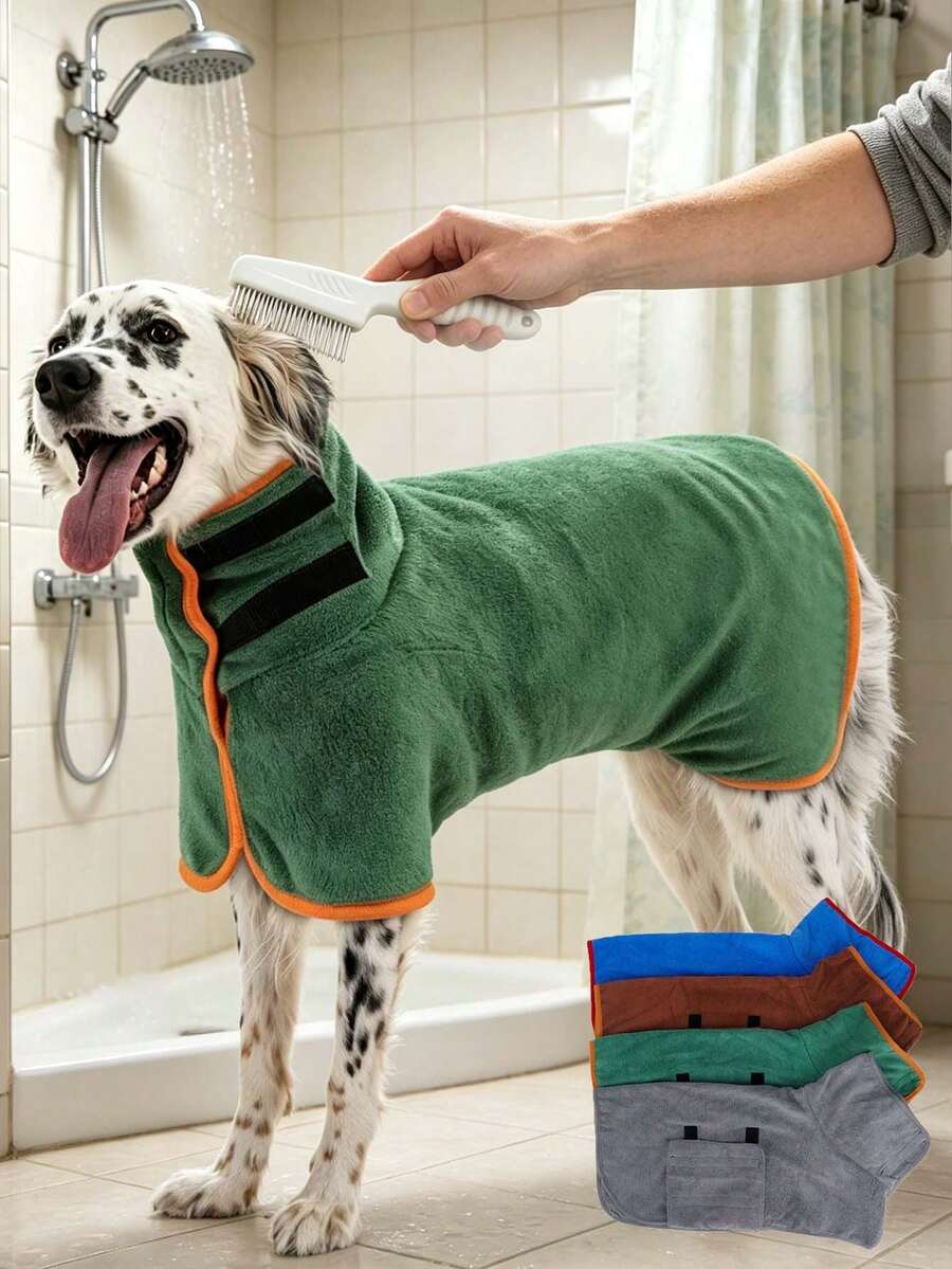 Pet Bath Towel, Matching Pet Flea Comb, Pet Absorbent Towel, Pet Cleaning Supplies, Dog Bathrobe, Pet Bathroom Supplies, Absorbent Towel/Blanket, Bath Towel, Soft And Lint-Free, Multiple Sizes, Suitable For Large And Medium Dogs, Cats And Other Pets, Can Wrap Entire Body, Essential For Pet Owners, Pet Party Gift, Birthday Gift - Multicolor - View 1