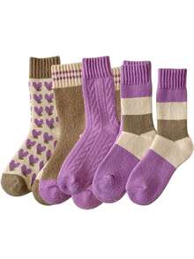 Women's Autumn/Winter Mid-Calf Thick Terry Towel Socks, Casual Sports Socks - Multicolor - View 7