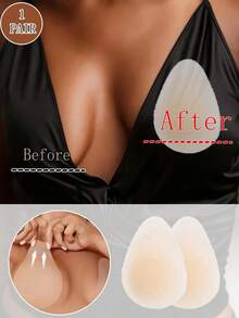 1 Pair Ultra-Thin Silicone Breast Pads For Women, Invisible Seamless Push-Up Bra Inserts, Suitable For Backless Dresses And Strapless Outfits, Wedding - Multicolor - View 1