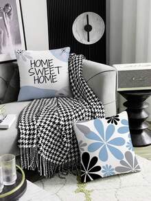 shangxia 2PCS--Minimalist Hand-Drawn Line Light Gray Blue Daisy Print Pillow Covers, Korean Cream Style Bedroom Sofa Soft Decorative Cushions--(Pillow Insert Not Included)---(Multiple Sizes)---(No Embroidery)---(Single-Sided Print) - Multicolor - View 11