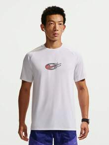 Nike Men's AS M NK DFADV STRIDE UNSTP SS Short Sleeve T-Shirt, Knit Collarless Short T, TIO1418-100 - Red and White - View 1
