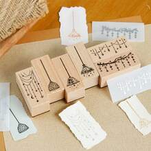 Vintage Hanging Lamp Star Garland Wooden Stamp For Teen Girls Students Daily Journal Planner Frame Mat Card Making Gift Tag Envelope Decoration Collage Background Border Divider Embellishment - A - View 8