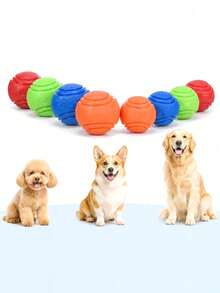 Solid Dog Toy Ball - Durable Rubber Chewing And Training Ball, Elastic, Bite-Resistant, For Teeth Cleaning, Perfect For Play And Exercise, Suitable For Aggressive Chewers Dog Toy - Multicolor - View 10