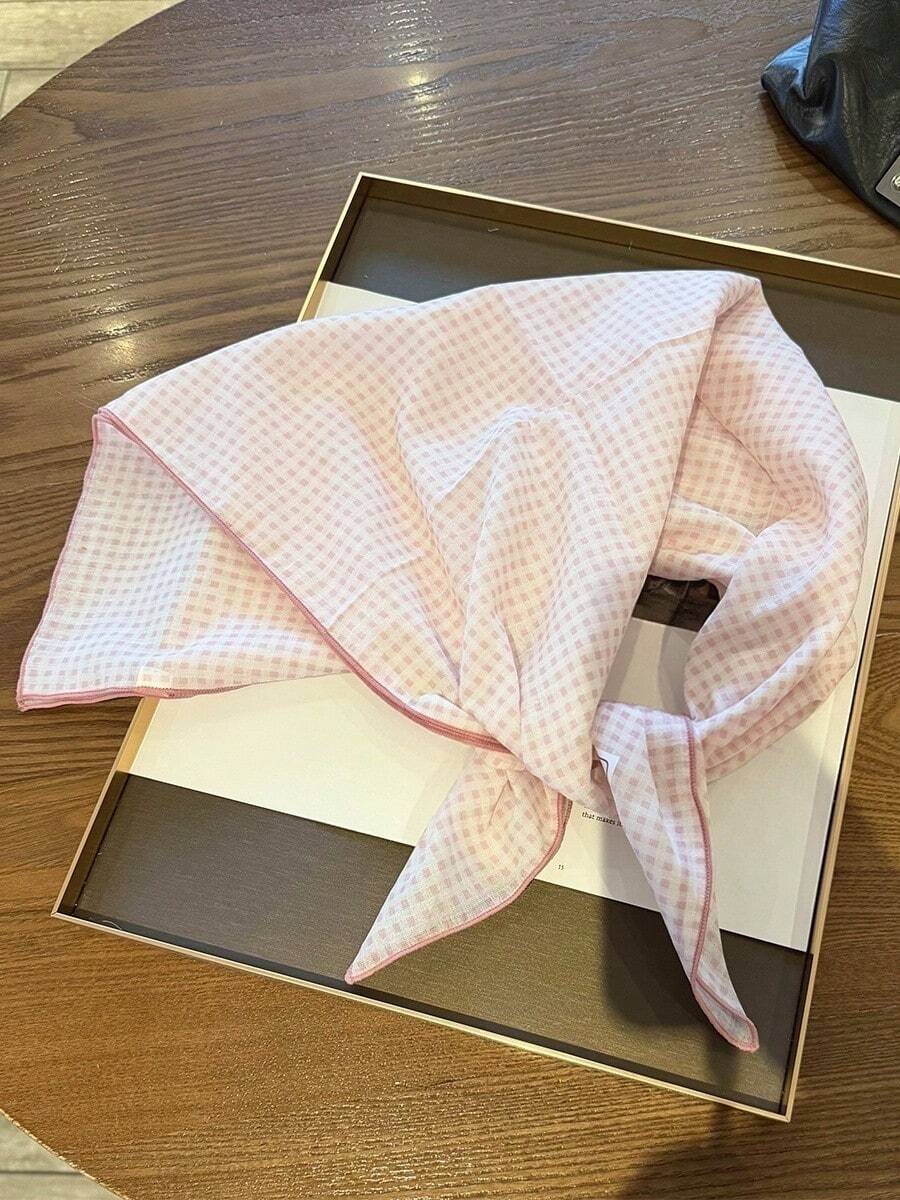 Fairy Tale Puppy Cartoon Square Scarf For Women, Versatile Fashion Headscarf, Neck Warmer, Decorative Neck Wrap - Baby Pink - View 1